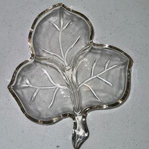 Vintage Glass Leaf Dish
